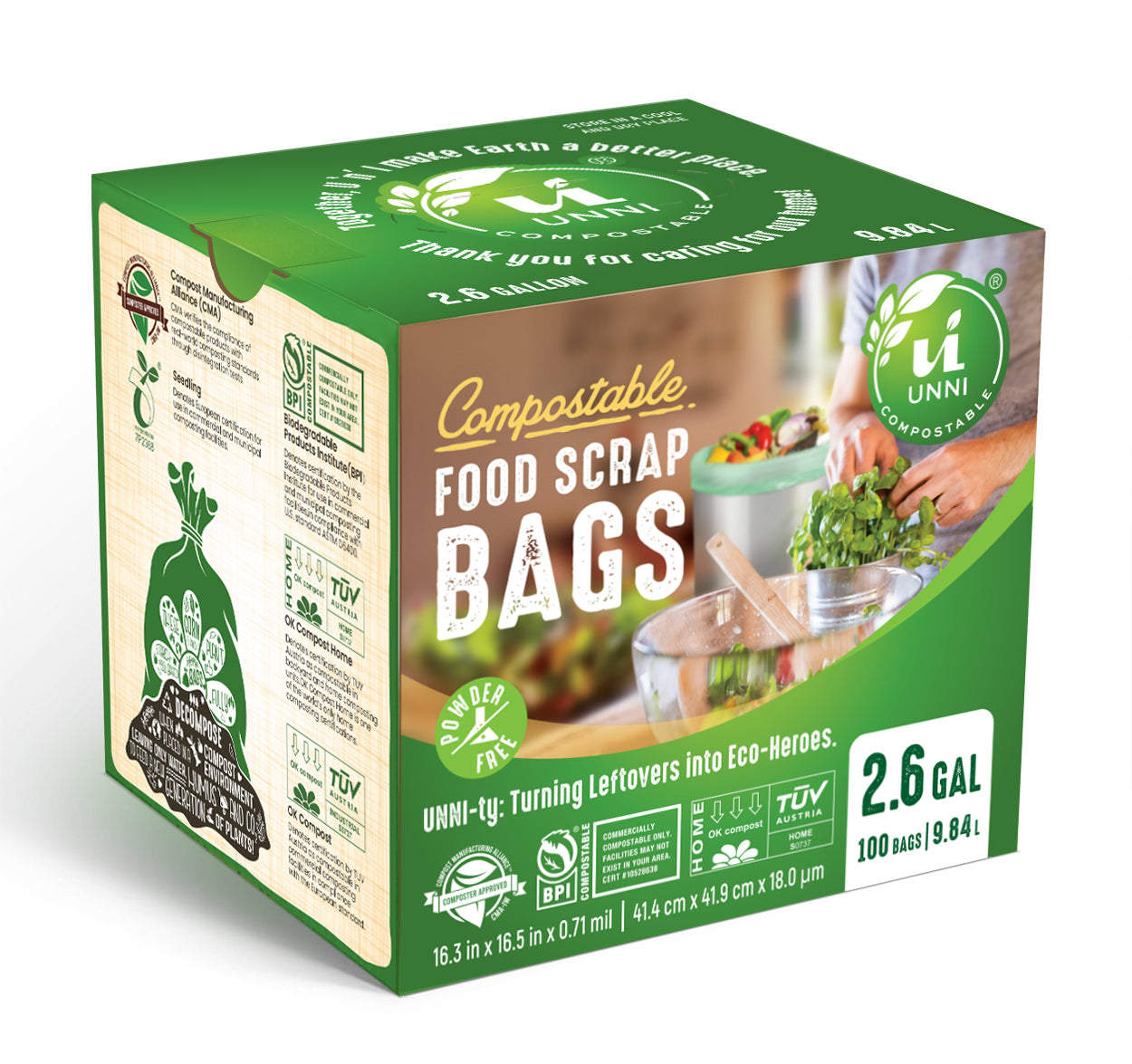 2.6 Gallon Compostable Small Food Scrap Waste Bags