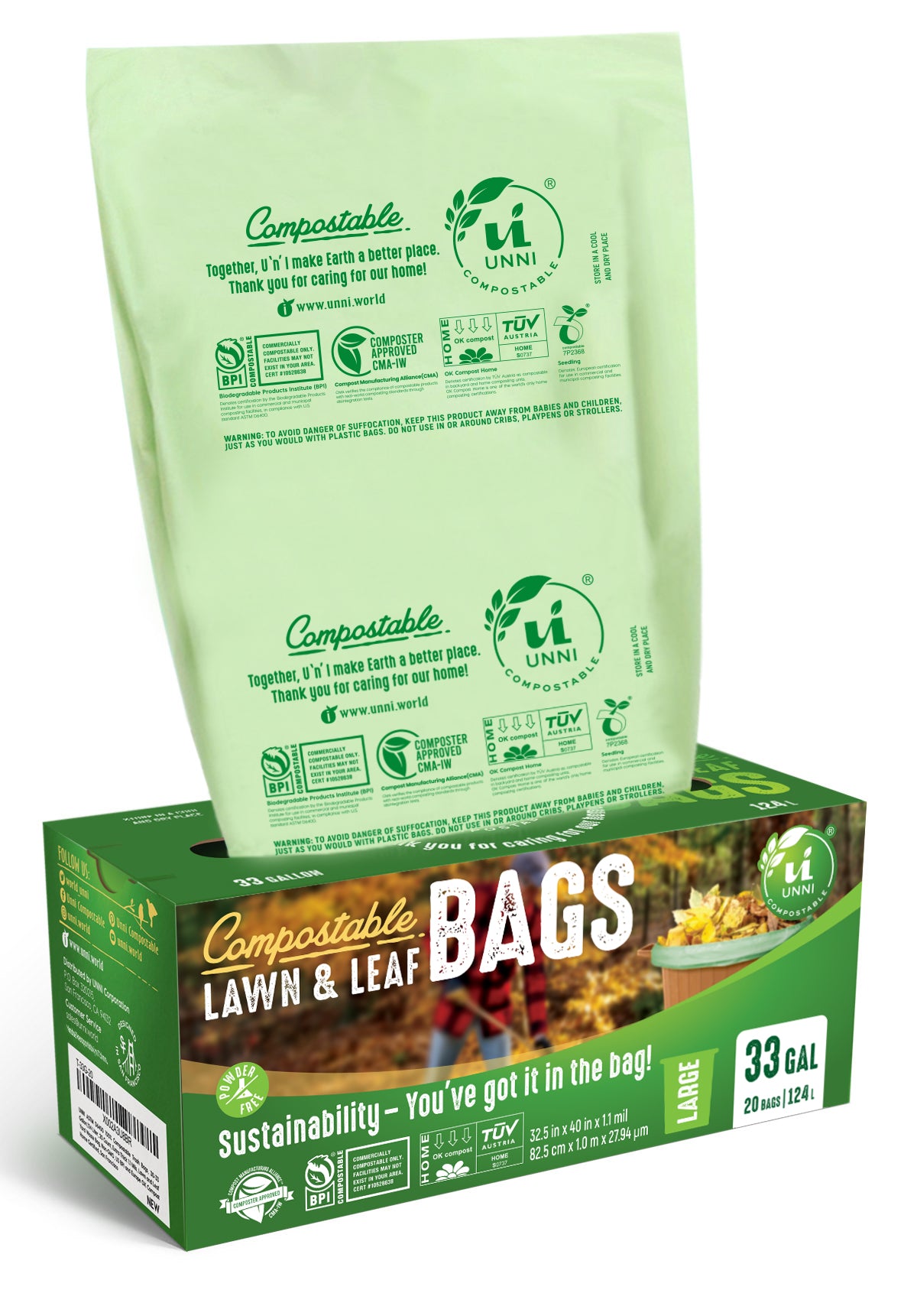 33 Gallon Compostable Lawn & Leaf Waste Bags