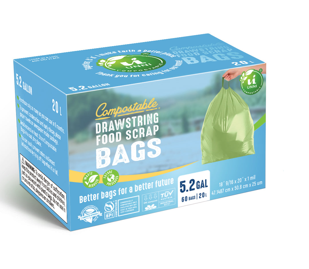 5.2 Gallon, 20 Liter, Compostable Drawstring Bags