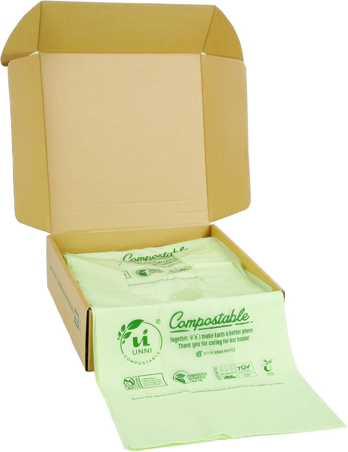 Compostable Shopping Bags, Standard Size 16.1" x 19.7"; 0.8 mils