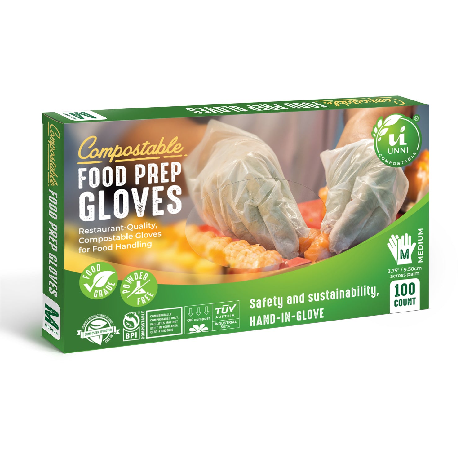 Compostable Food Prep Gloves,  Medium
