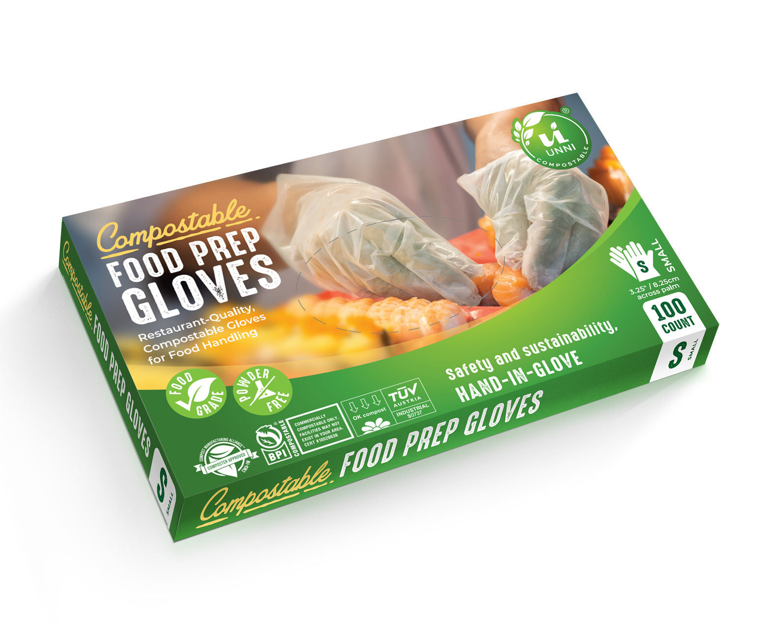 Compostable Food Prep Gloves,  Small