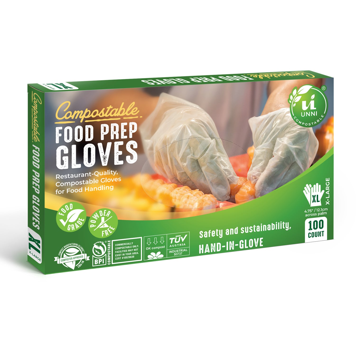 Compostable Food Prep Gloves, X-Large