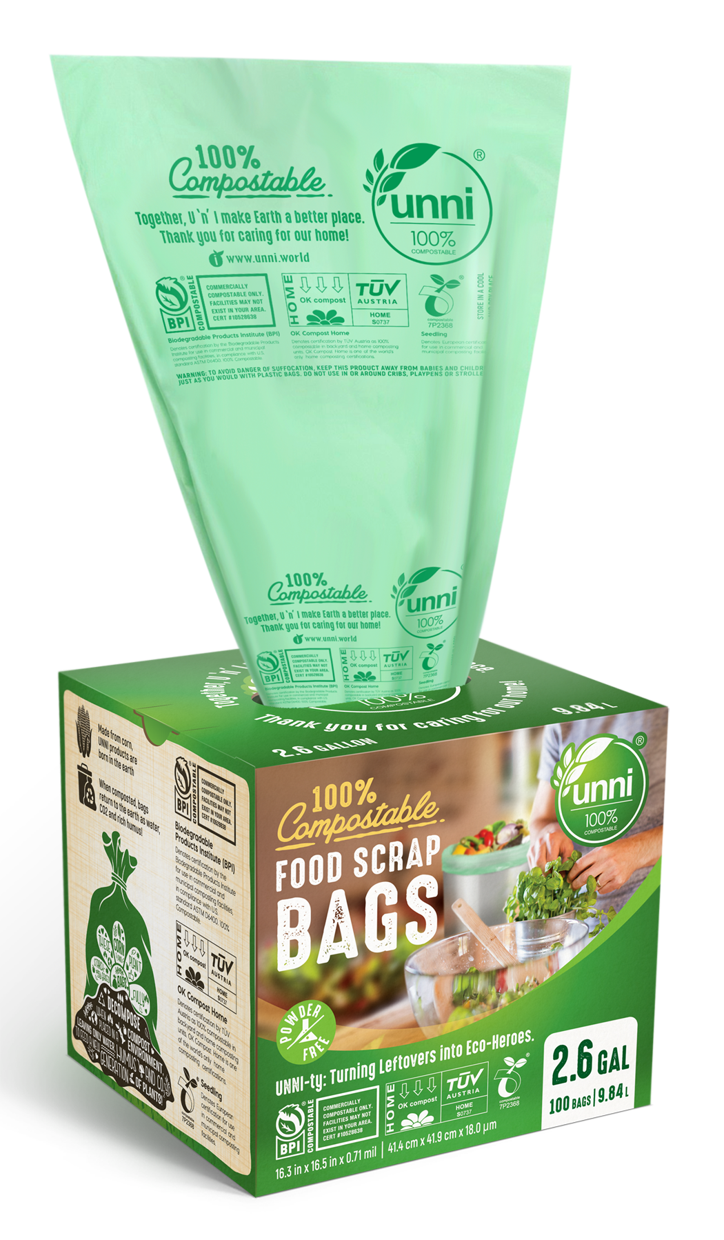 2.6 Gallon Compostable Small Food Scrap Waste Bags