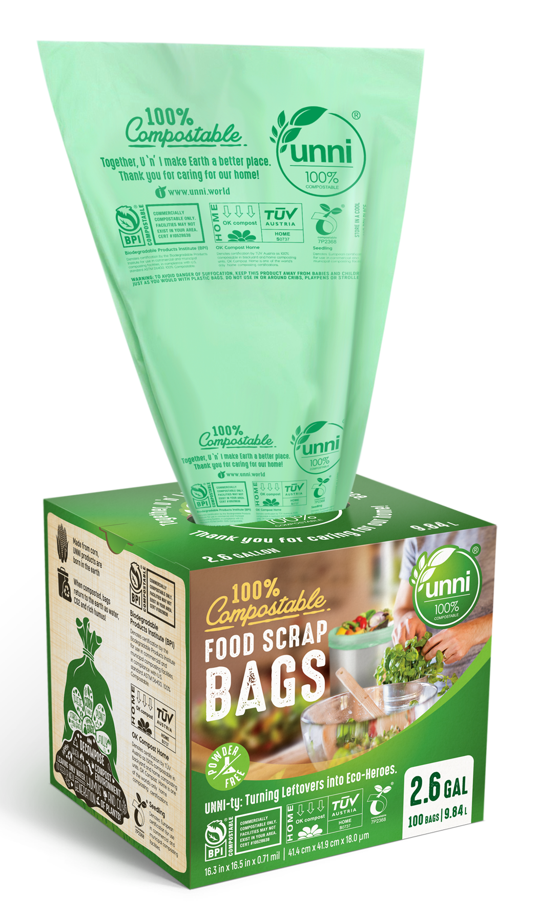 Compostable Trash Bags, 1.2 Gallon, 125 Total Count, Sturty