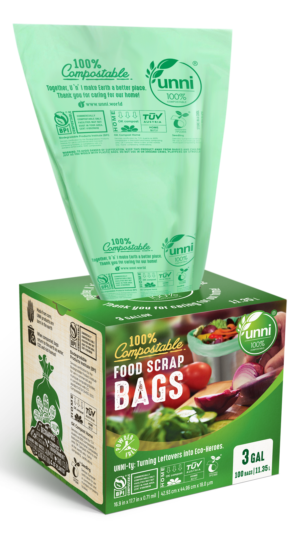 Compostable Trash Bags, 3 Gallon Biodegradable Small Garbage Bags