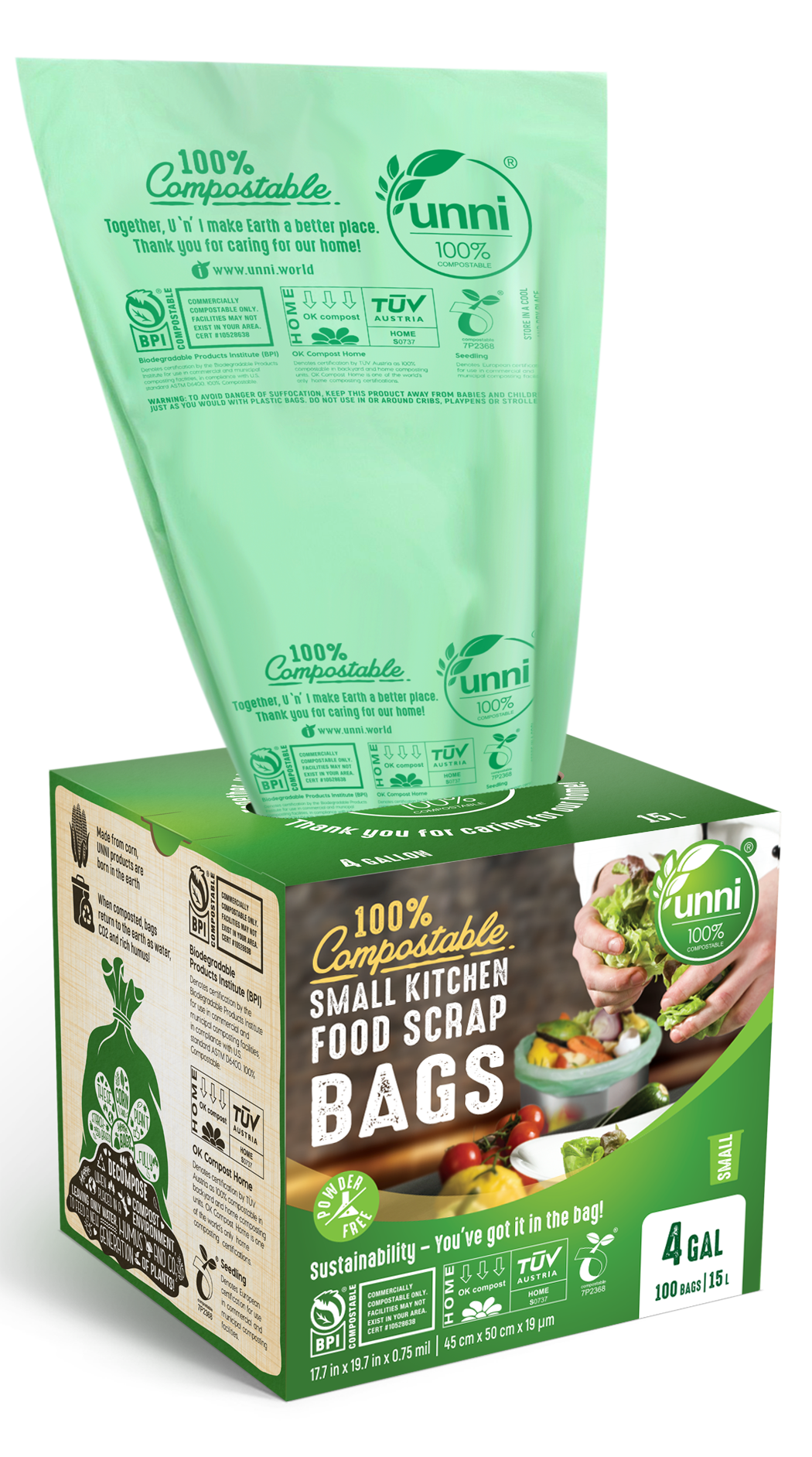 For Good Compostable 13 Gallon Trash Bags - Box of 15 – Full