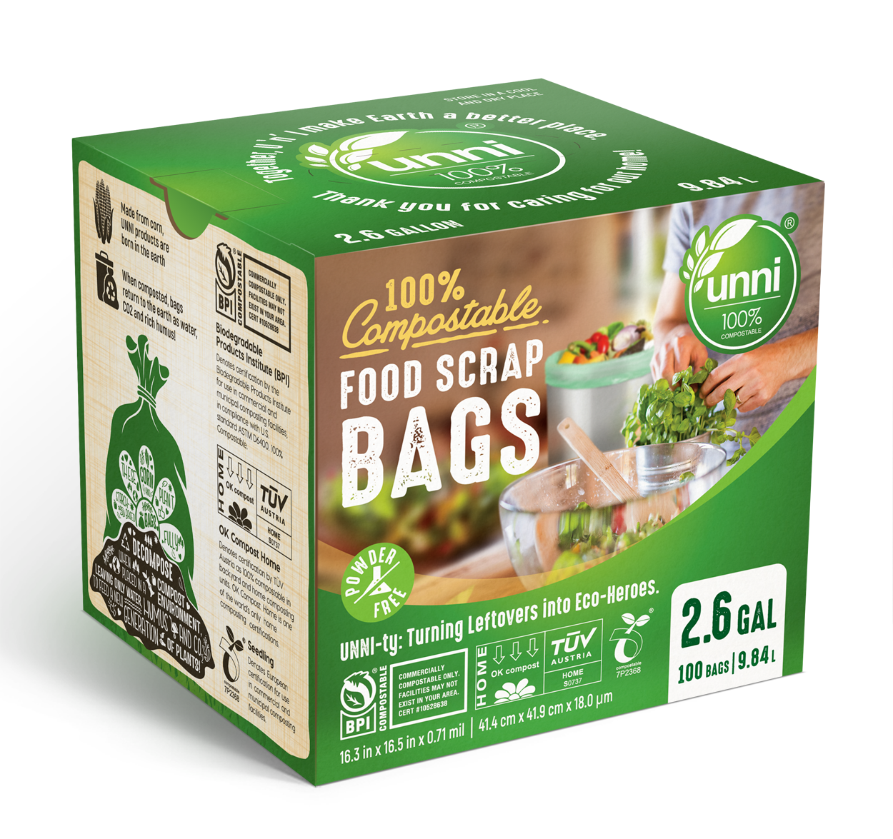 2.6 Gallon Compostable Small Food Scrap Waste Bags