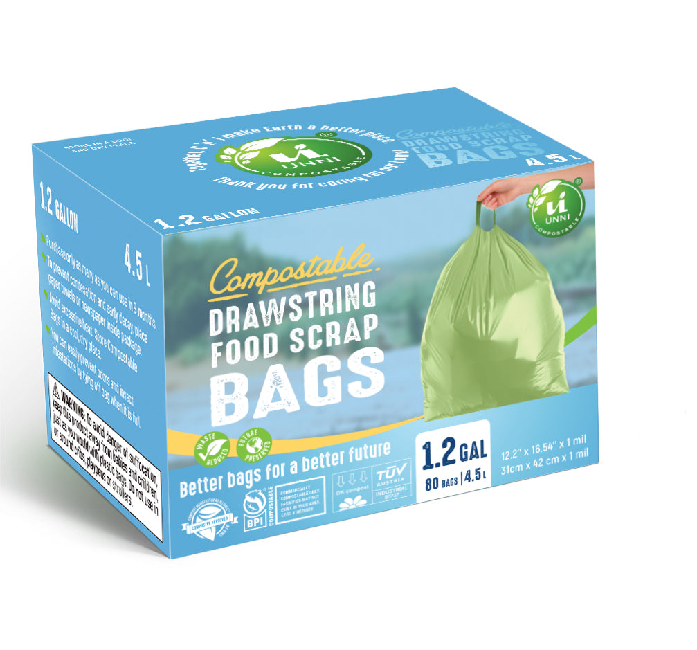1.2 Gallon, 4.5 Liter, Compostable Drawstring Bags