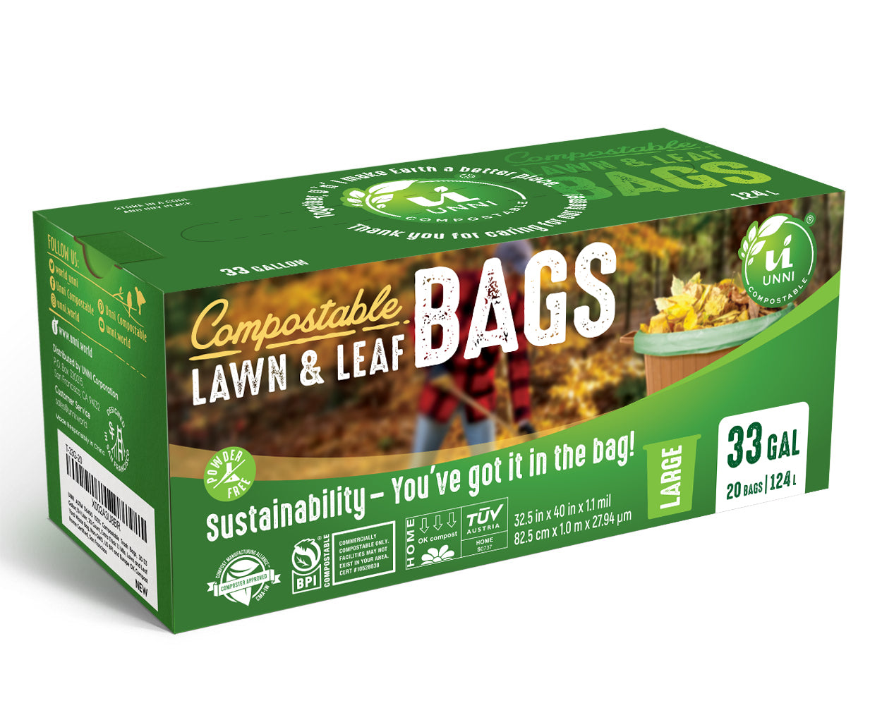 33 Gallon Compostable Lawn & Leaf Waste Bags