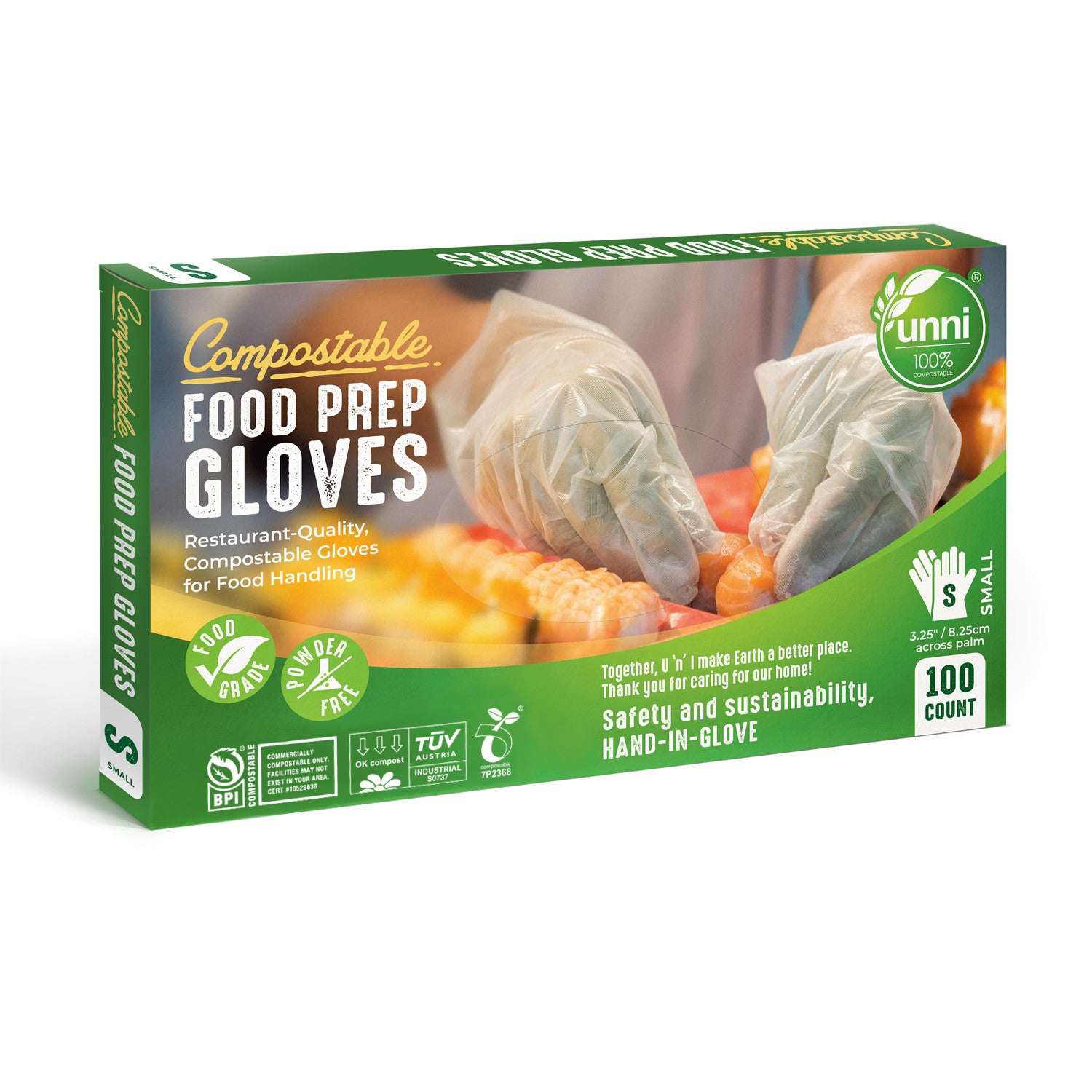 Compostable Food Prep Gloves,  Small