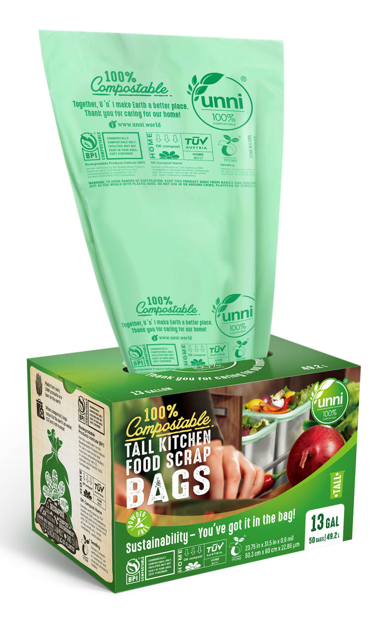 Organic Garbage Bags, 100 Pcs Tear Resistant Garbage Bags, Kitchen Food Garbage Bags, Compostable & Biodegradable Bags, Waste Bags, Men's, Size: One