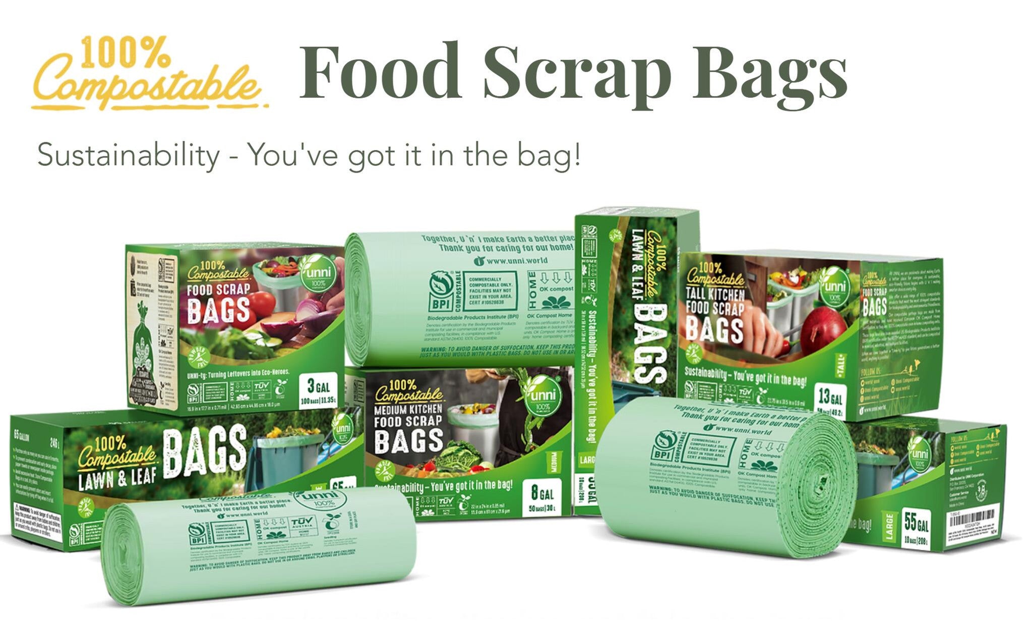 2.6 Gallon Compostable Small Food Scrap Waste Bags