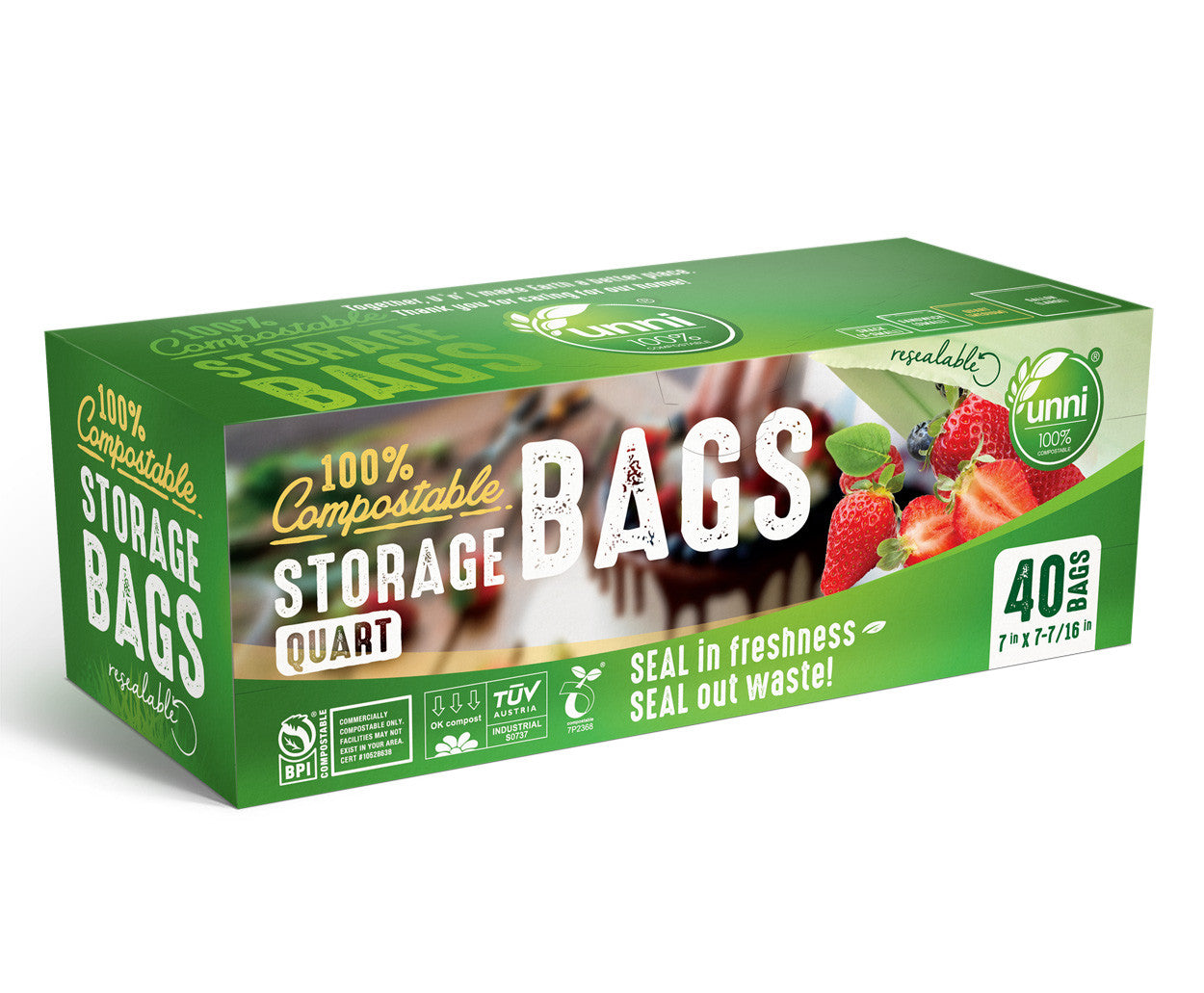 Compostable Storage Bags, Quart
